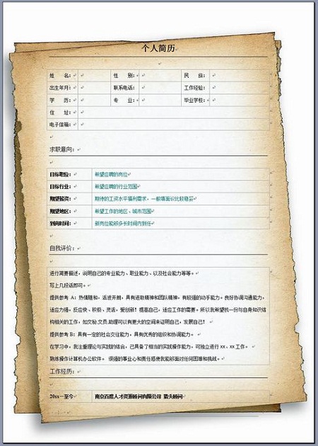 简历模板范文图片